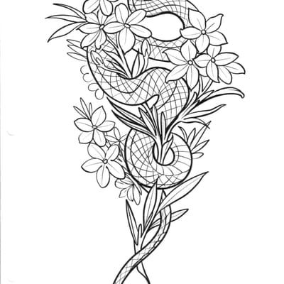 Flower snake flash tattoo - Laurel MD