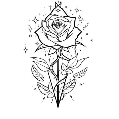 Flower with stars flash tattoo - Laurel MD