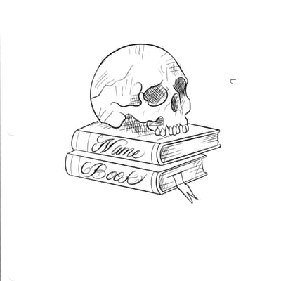 Skull book flash tattoo - Laurel MD