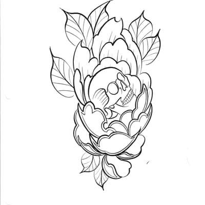 Skull flower flash tattoo - Laurel MD